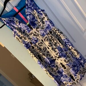 Elie Tahari Vibrant Blue Dress black and white designs. Size 8